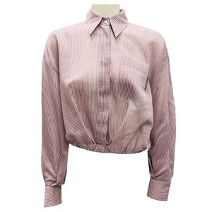 BRUNELLO CUCINELLI PURPLE STRIPED COTTON SILK SHIRT / BLOUSE